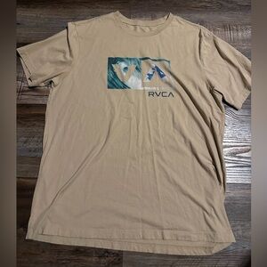 RVCA Tan Short Sleeve Tee with Graphic Design
